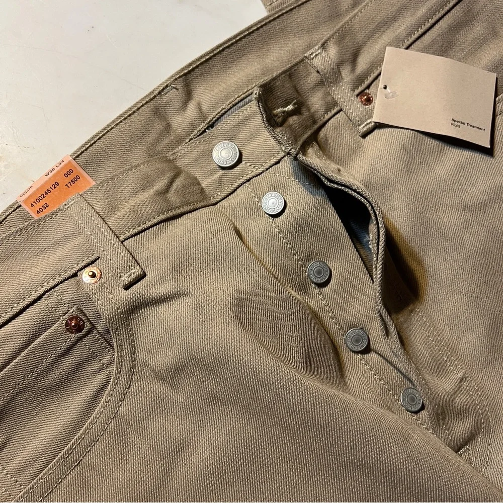 Levi’s 2014 Authentic 501 Jeans STF Button Fly Straight Leg Tan NWT - Picture 7 of 14